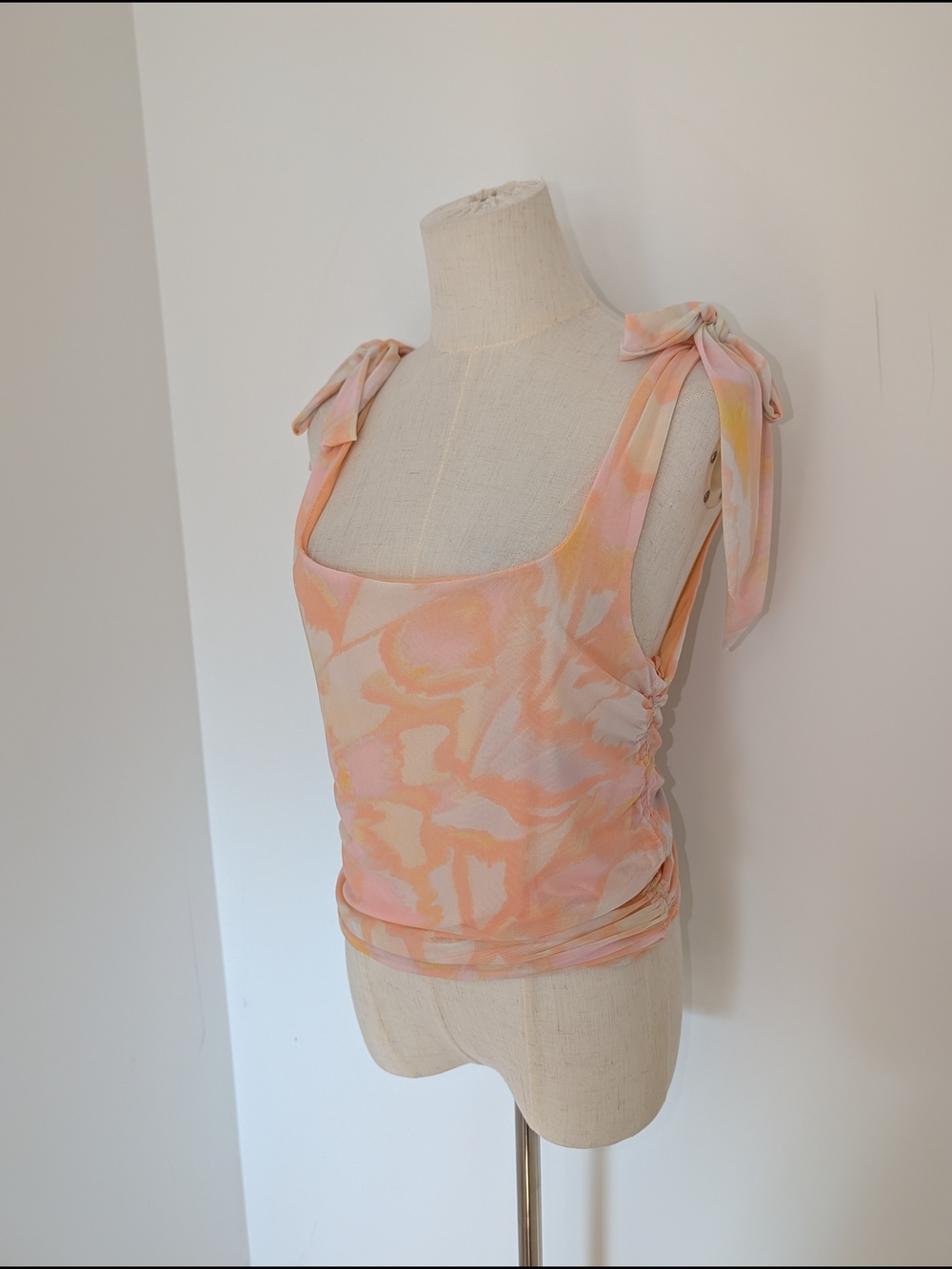 Free People Pastel Peach Tie-Shoulder Tank